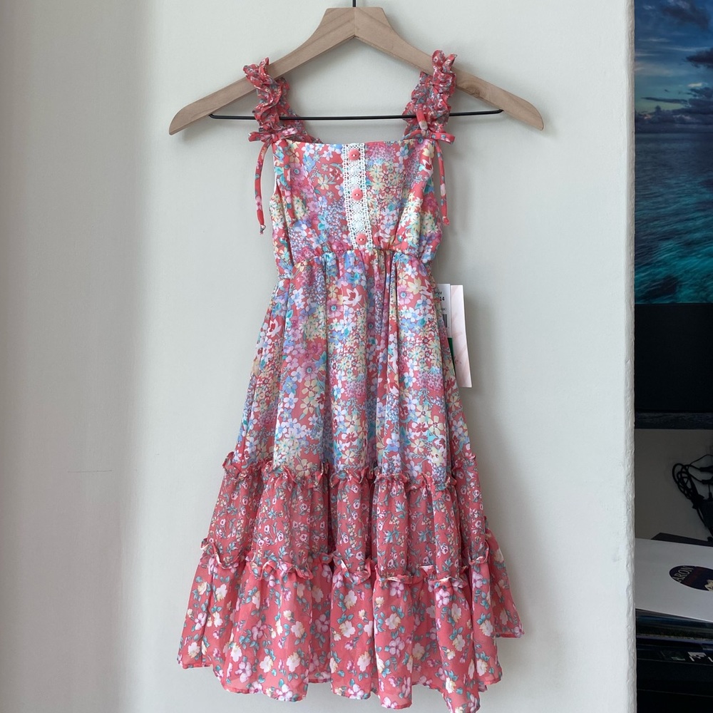 Jona Michelle Kids Pink Floral Dress Size 8